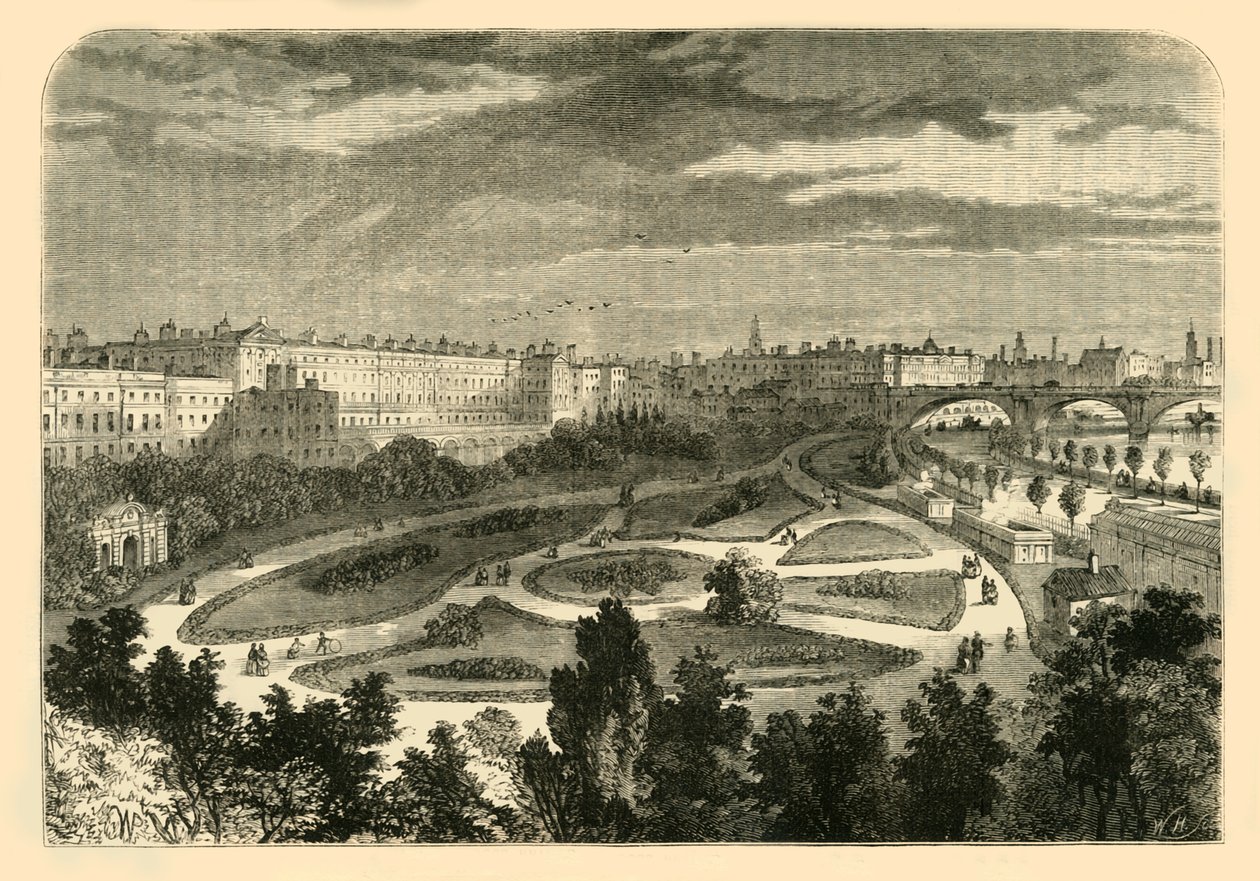 A terraplenagem, da ponte de Charing Cross, 1881. de Unbekannt