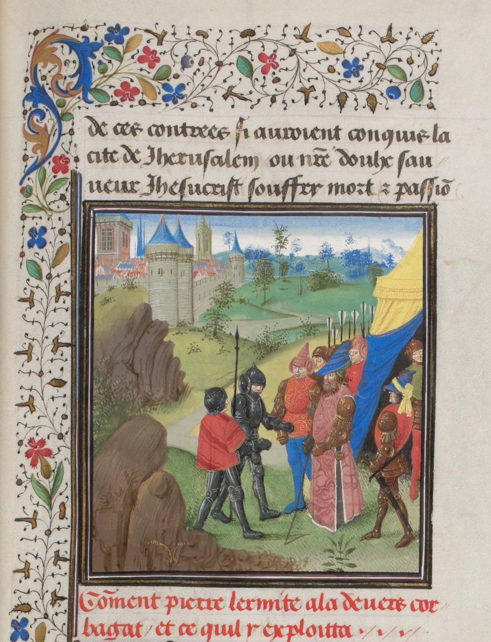 A Embaixada de Pedro, o Eremita e Herluin em Kerbogha. Miniatura da História de William of Tyre, 1460s de Unbekannt