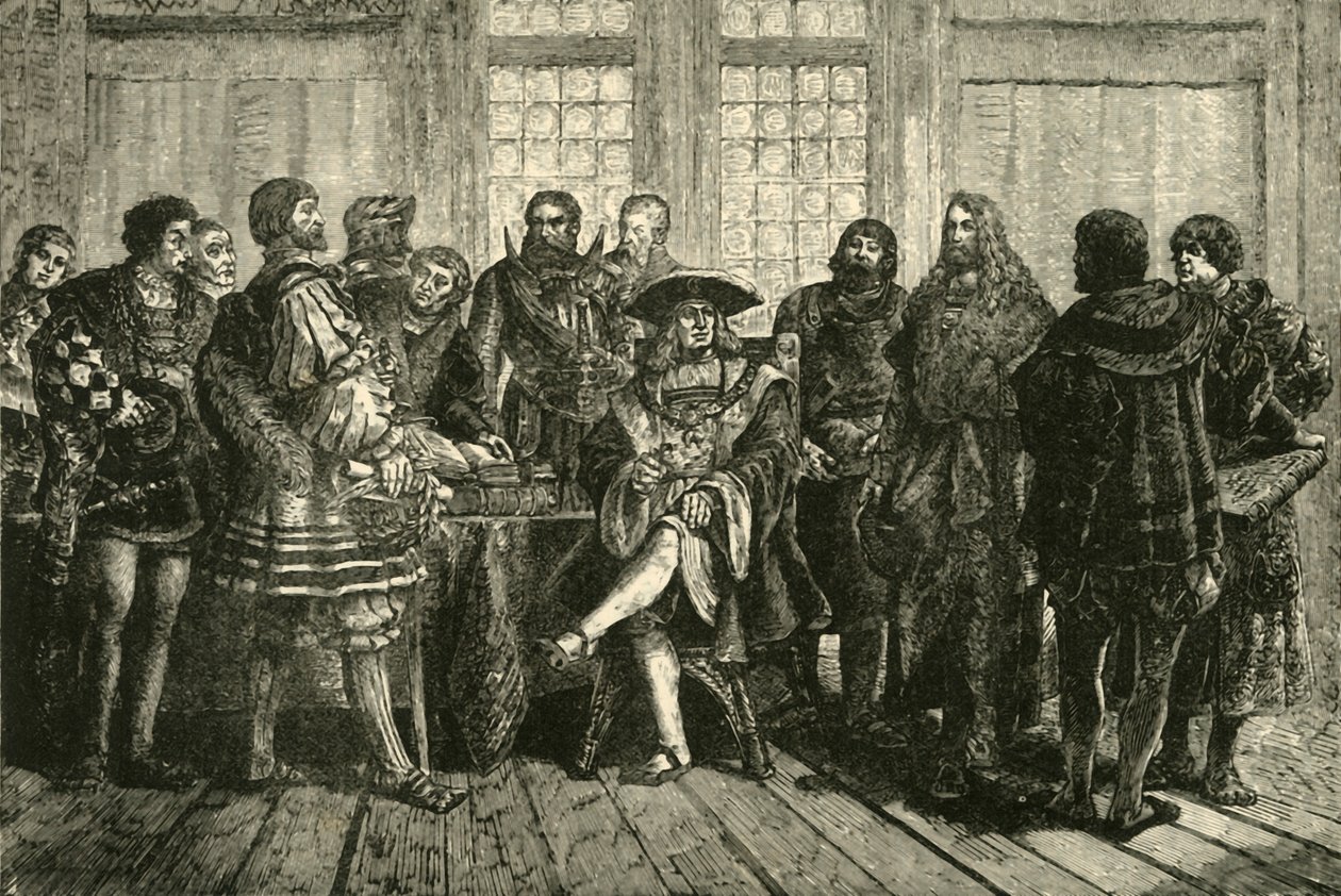 O imperador Maximiliano cercado pelo mais ilustre de seus contemporâneos 1508-1519, 1890. de Unbekannt