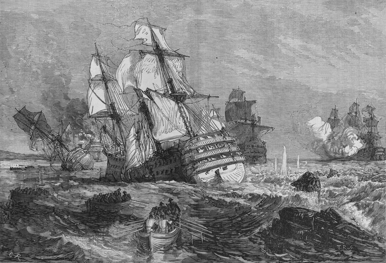 Os navios Inimigos encalhados no Point of Grao, c1880 de Unbekannt