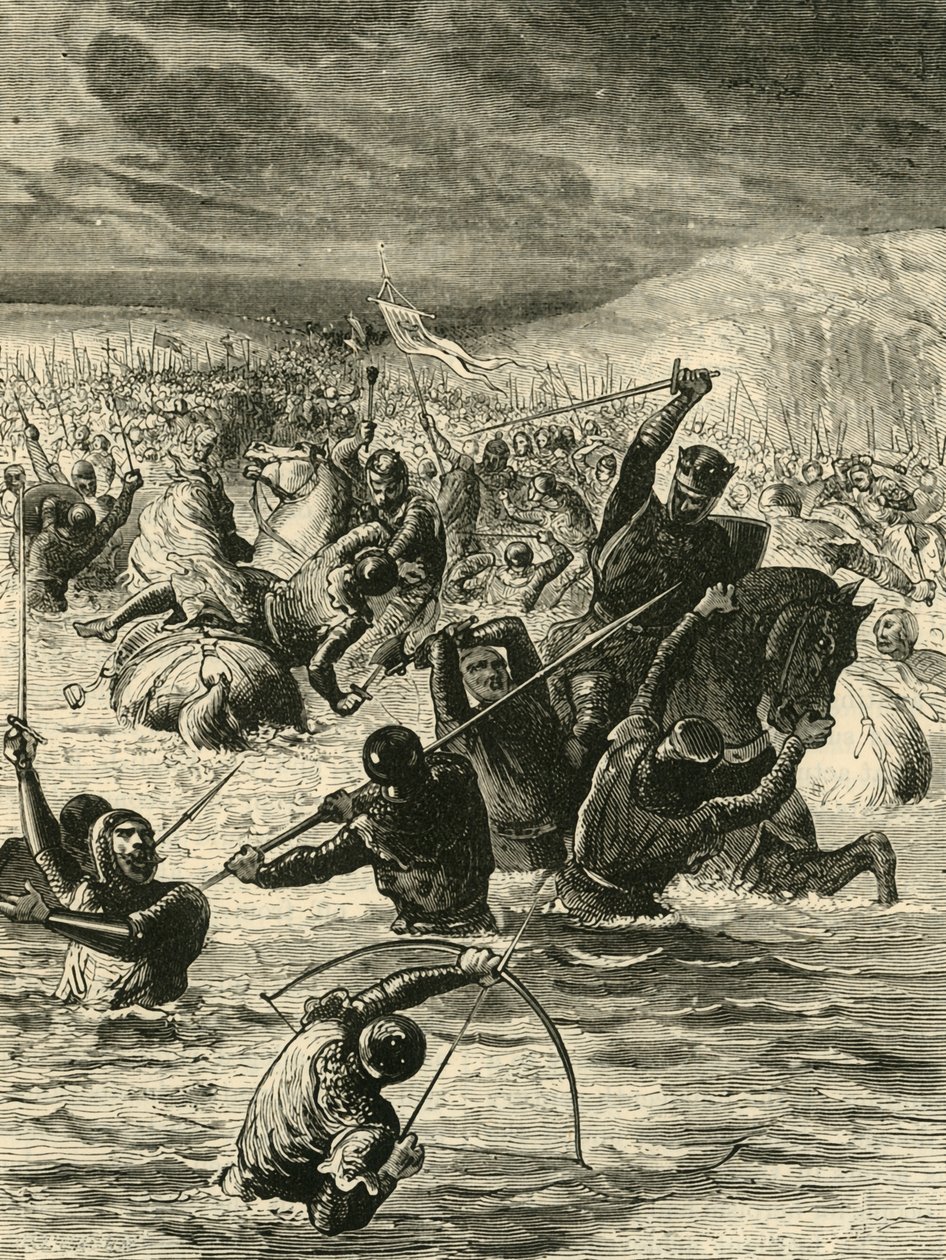Os ingleses que passam o Somme, 1346, 1890. de Unbekannt