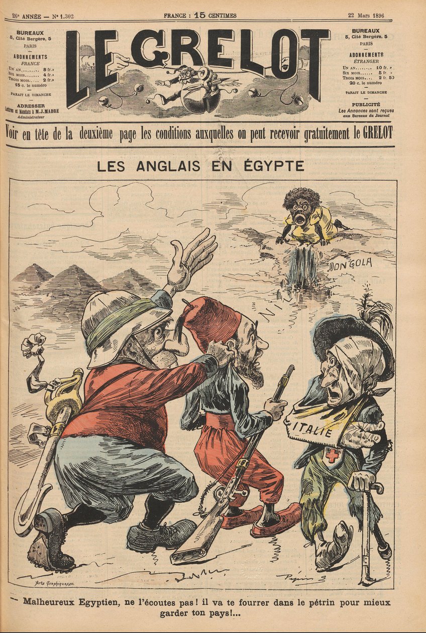 Os ingleses no Egito. Caricatura de Le Grelot, 22 de março de 1896, 1896. de Unbekannt