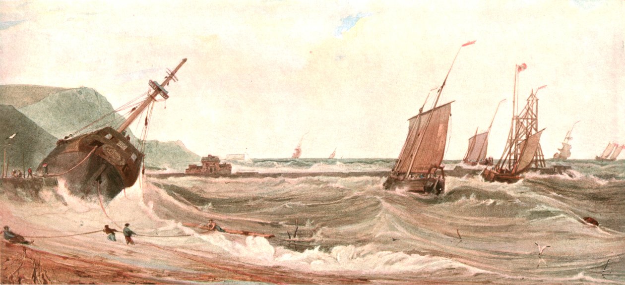 A entrada para o porto de Boulogne, c1900. de Unbekannt