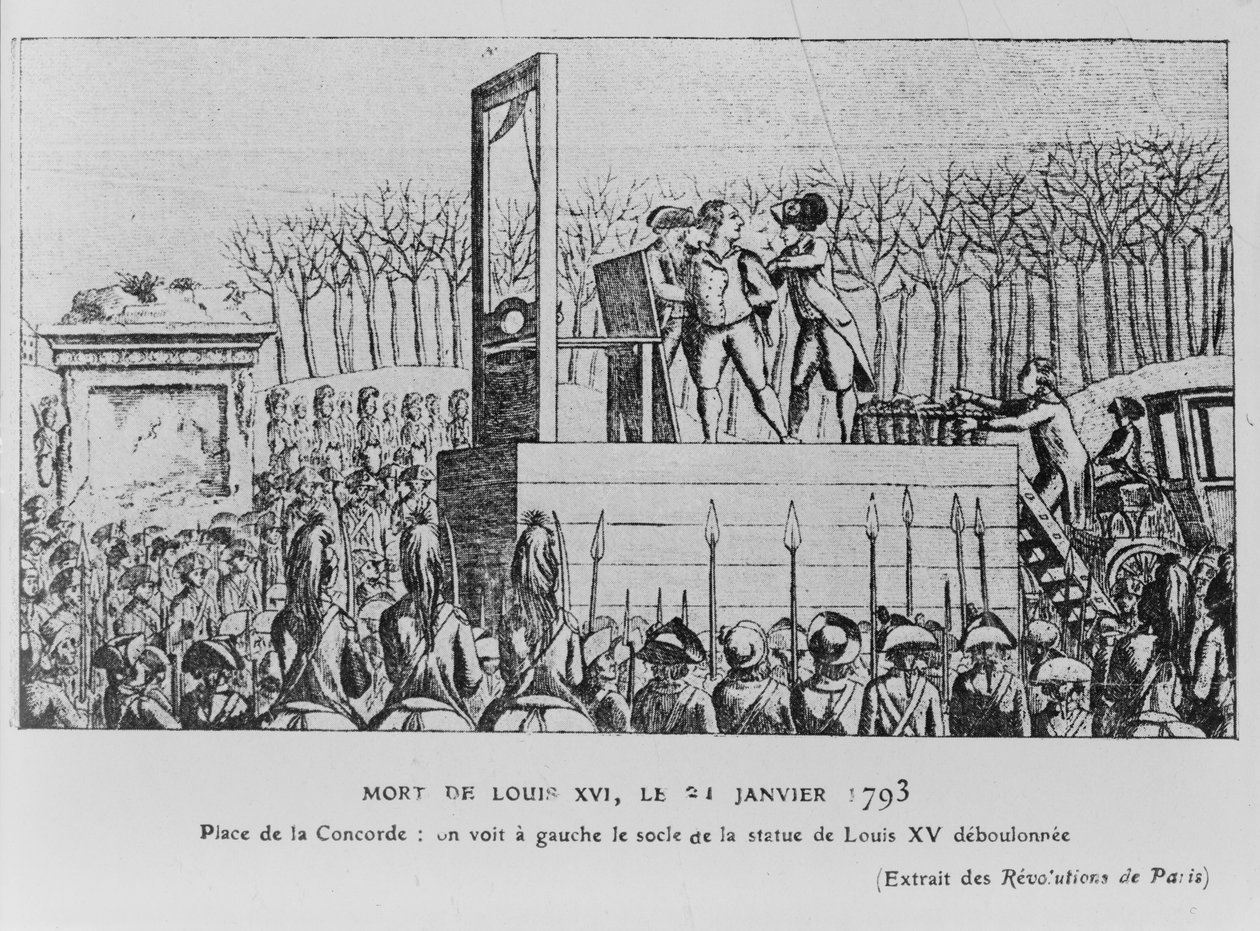 A execução de Luís XVI na Praça da Revolução, em 21 de janeiro de 1793, c. 1793 de Unbekannt