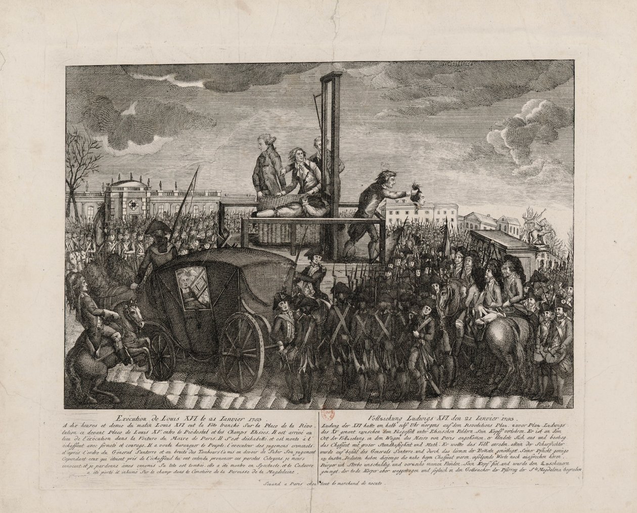A Execução de Luís XVI na Praça da Revolução em 21 de Janeiro de 1793, c. 1793. de Unbekannt