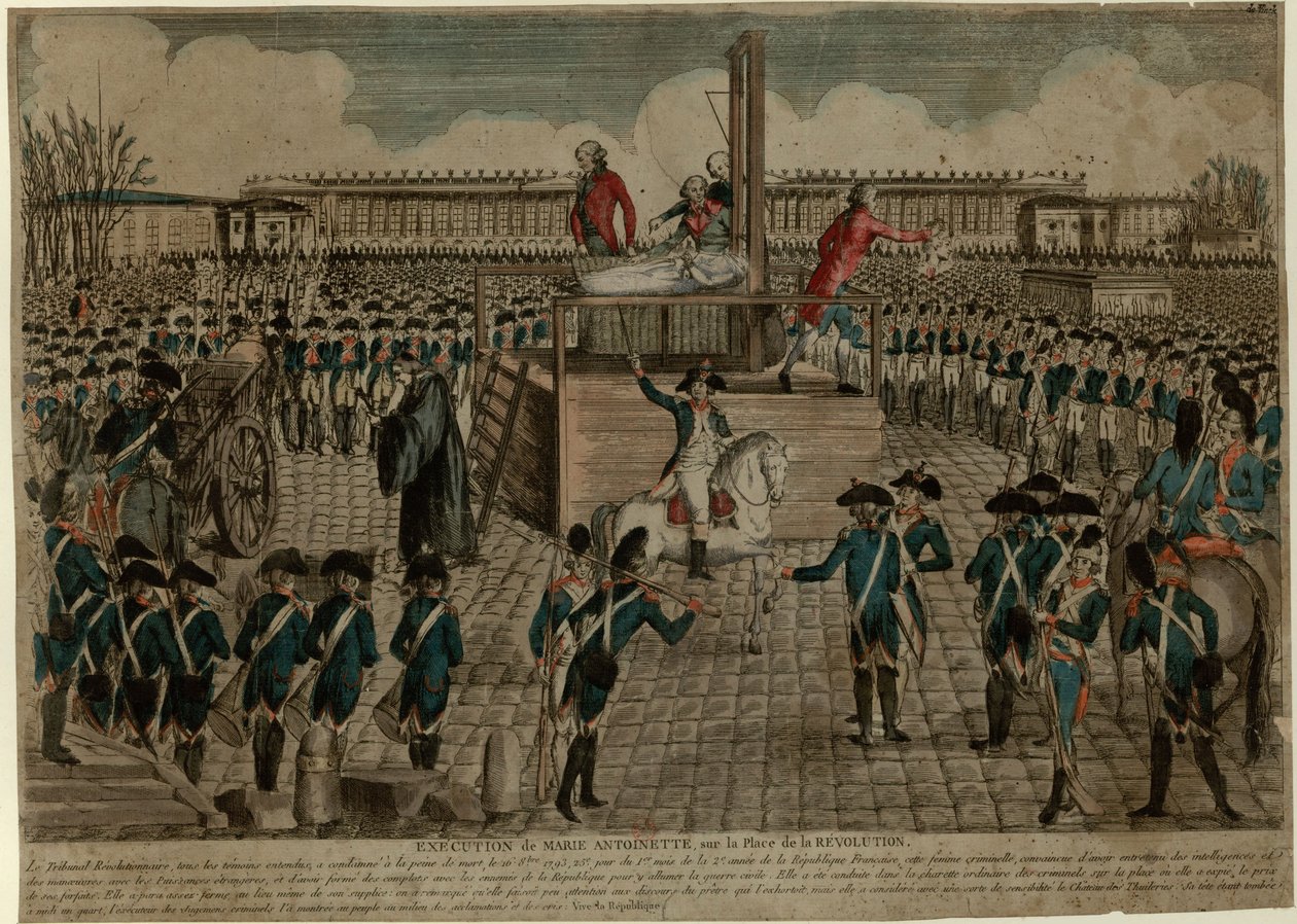 A Execução de Maria Antonieta no Lugar da Revolução em 16 de outubro de 1793, c. 1793. de Unbekannt