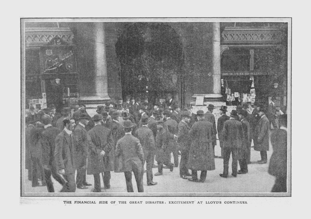 O lado financeiro do grande desastre, excitação em Lloyds continua, 20 de abril de 1912. de Unbekannt