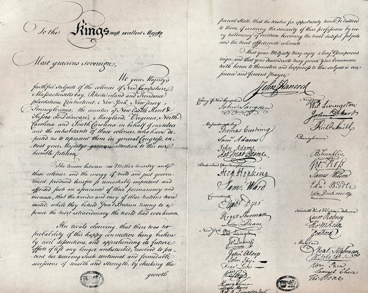 A cópia de Fitzwilliam da Petição do Ramo de Oliveira, 1775 de Unbekannt