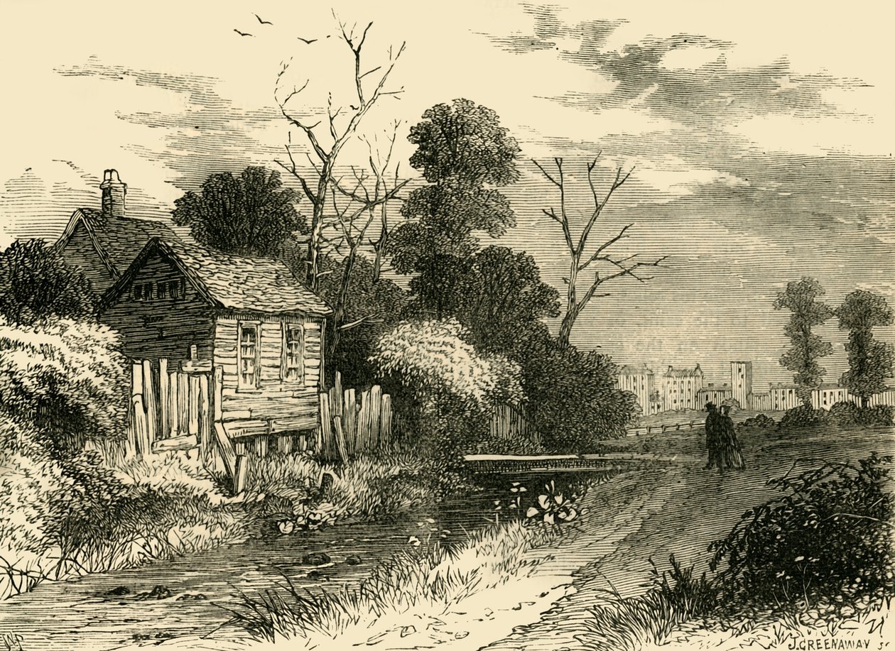 O rio Fleet, perto de St. Pancras, 1825, c1876. de Unbekannt
