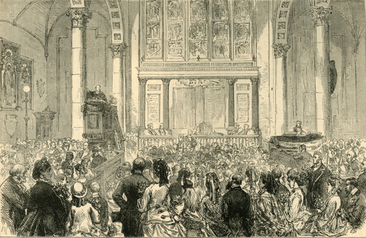 O sermão da flor na Igreja de St. Catherine Cree, c1872. de Unbekannt