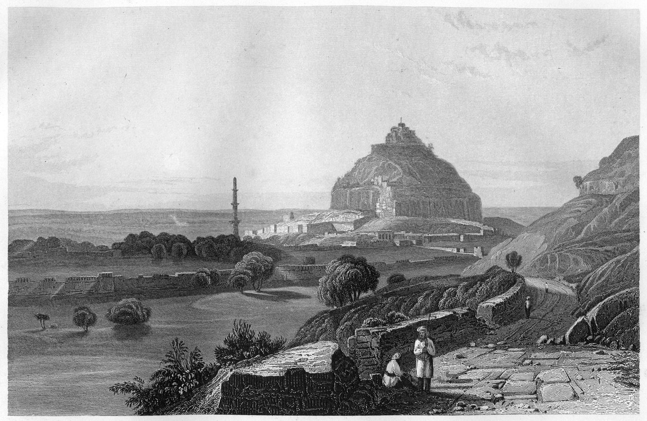 A fortaleza de Dowlatabad no planalto de Deccan, Índia, c1860 de Unbekannt