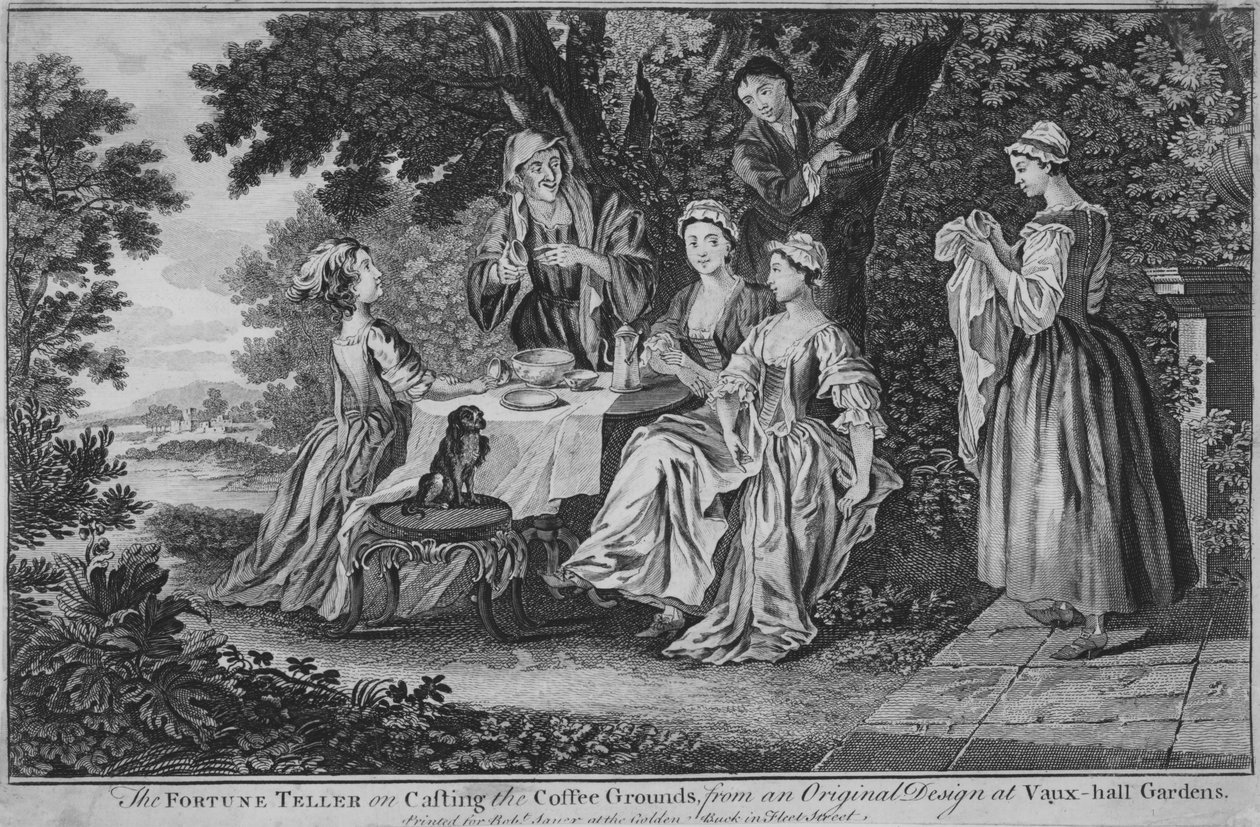 The Fortune Teller on Casting the Coffee Grounds, from a Original Design at Vaux-hall ..., 1748-60. de Unbekannt