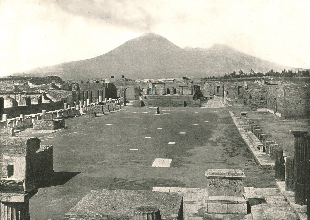 O Fórum de Pompéia e Vesúvio, Itália, 1895. de Unbekannt