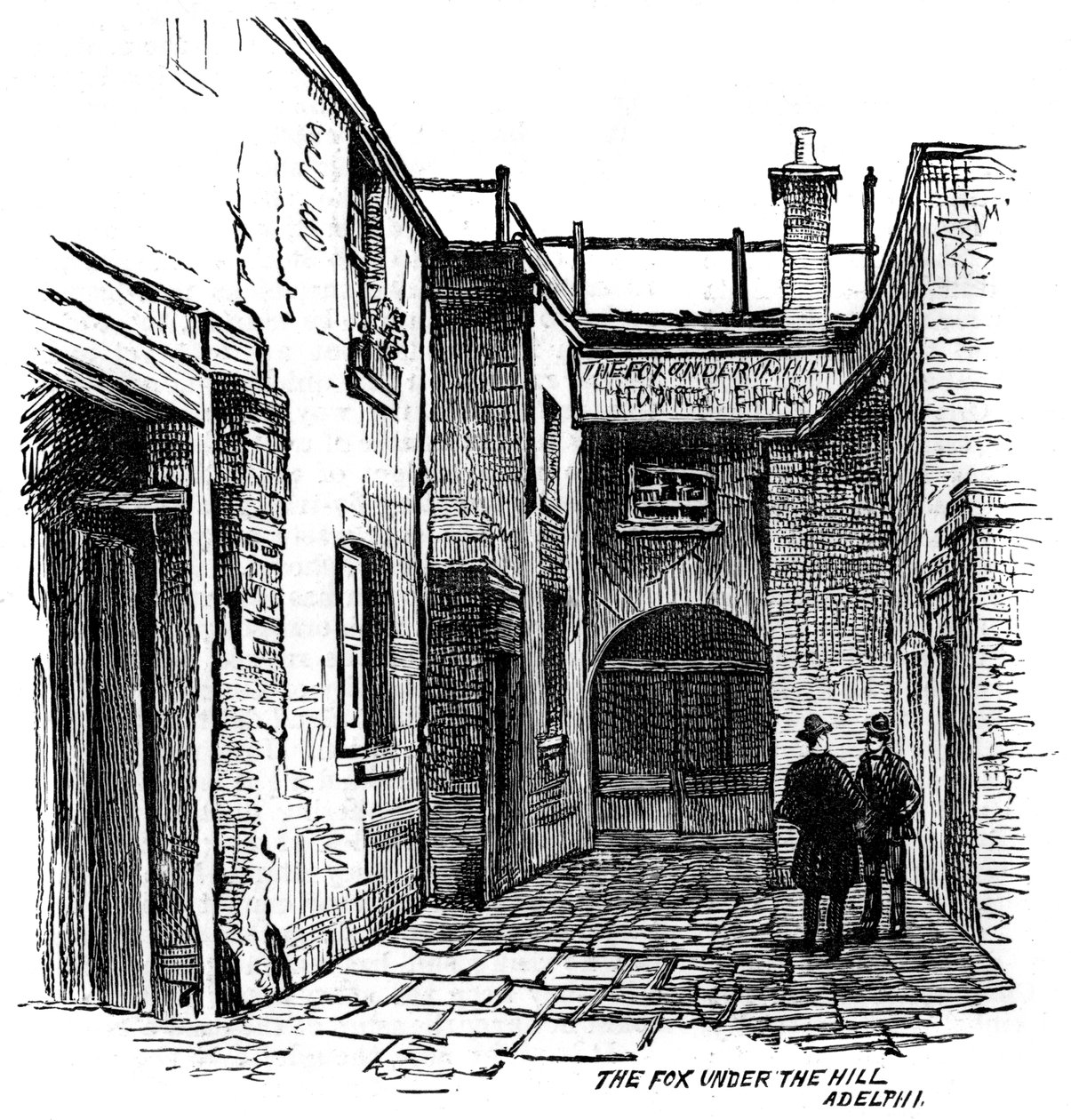 A raposa sob a casa pública de Hill, Adelphi, Westminster, Londres, 1887 de Unbekannt
