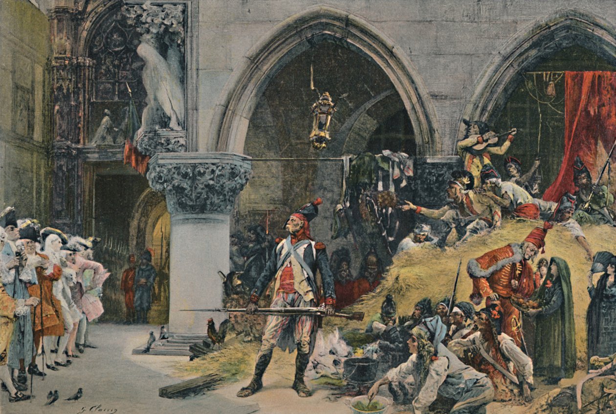 Os franceses antes do Palácio Ducal, Veneza, 1797, 1896 de Unbekannt