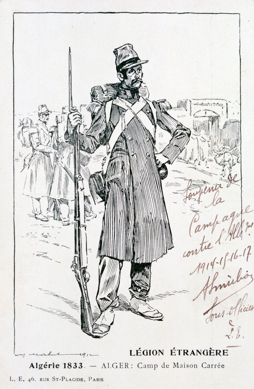 A Legião Estrangeira Francesa, Maison Carrée, Argélia, 1833, século 20 de Unbekannt