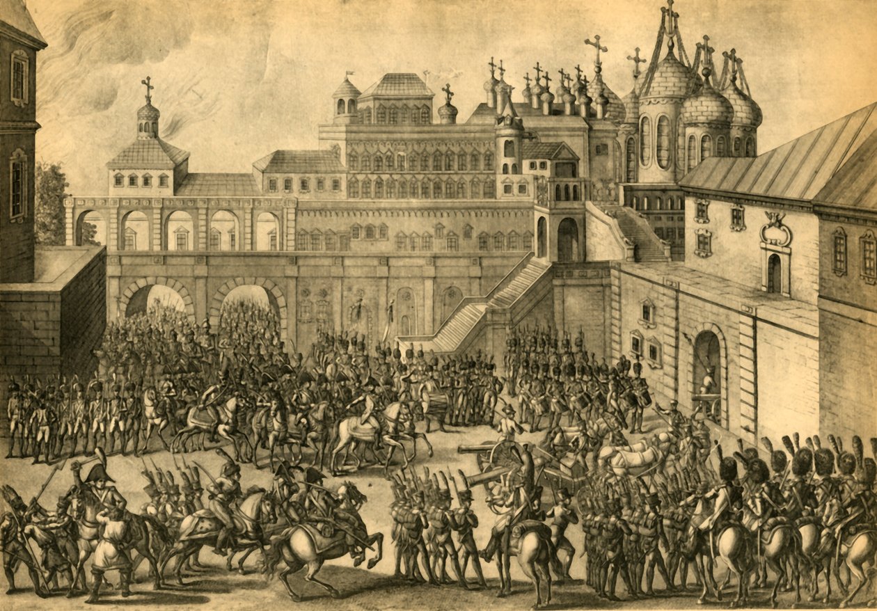 Os franceses entram na cidade de Moscou, em setembro de 1812, 1921. de Unbekannt