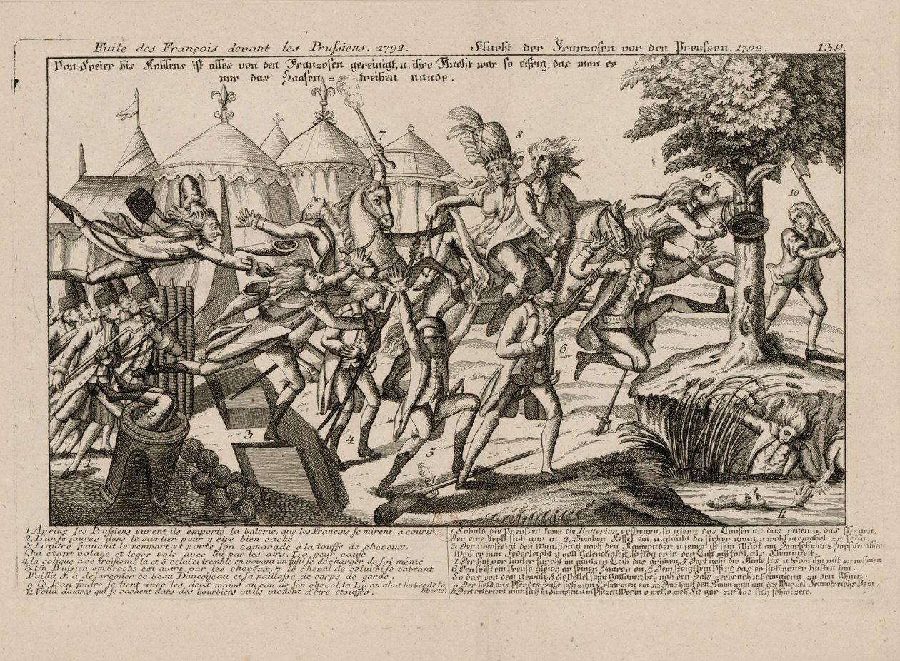 A fuga francesa dos prussianos em 1792, ca 1792. de Unbekannt