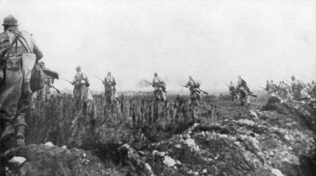 Os franceses lançam sua ofensiva, 2ª Batalha de Champagne, França, 25 de setembro de 1915 de Unbekannt