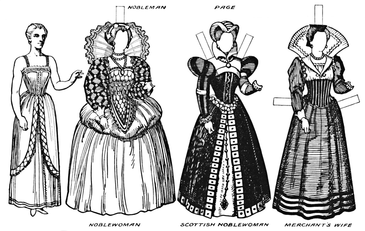 A Galeria de Trajes Britânicos: Vestido Usado no Final do Século XVI, c1934 de Unbekannt