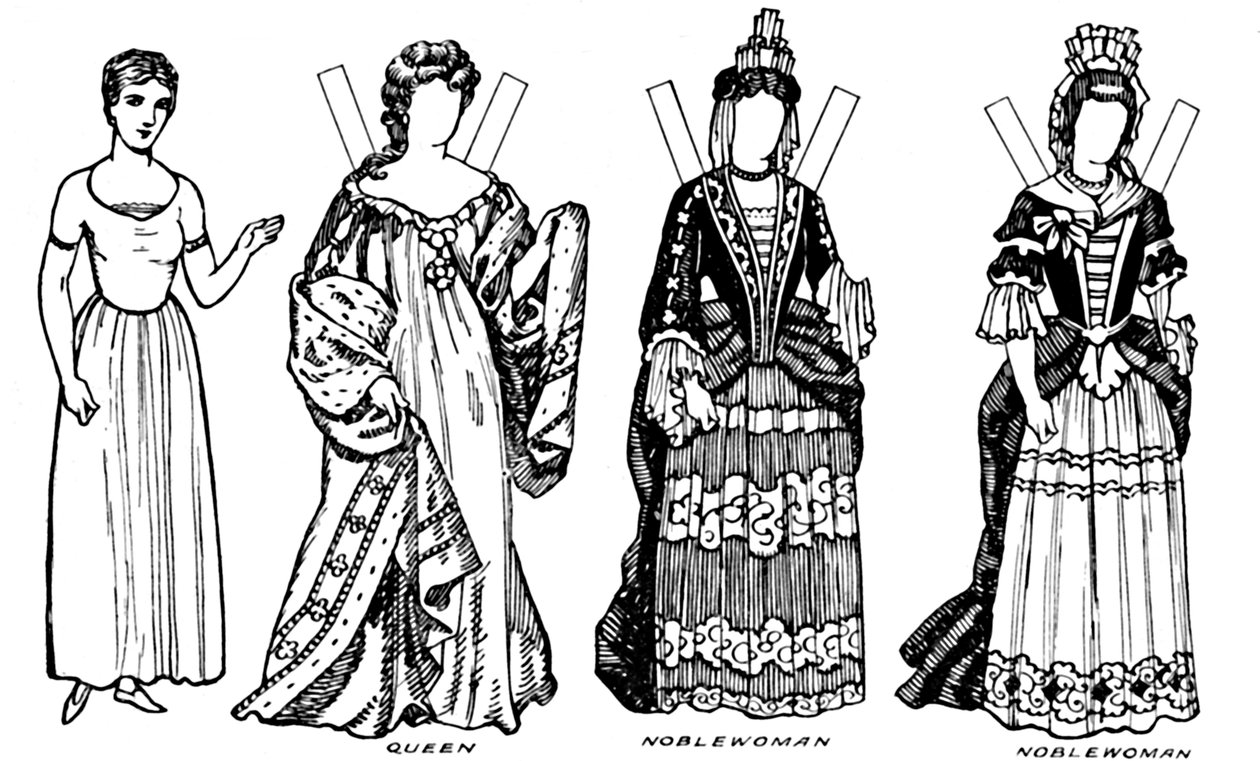 A Galeria de Trajes Britânicos: alguns dos vestidos usados em Annes Reign, c1934 de Unbekannt