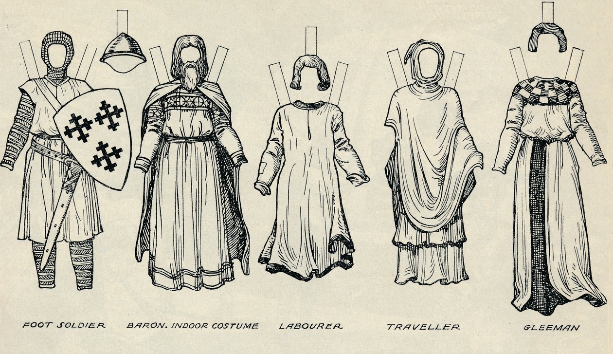 A Galeria de Traje Britânico: Tipos de Vestido no Início dos Tempos Plantagenet, c1934 de Unbekannt