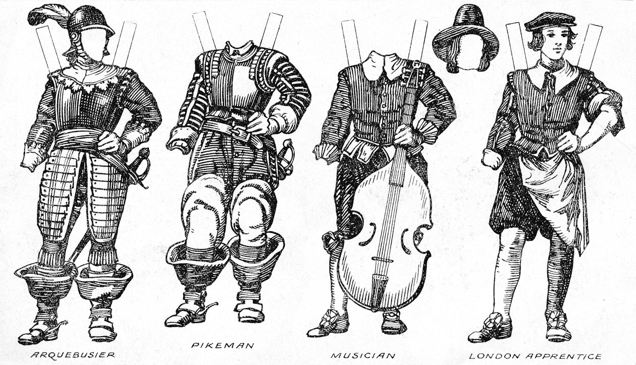 A Galeria de Trajes Históricos: alguns vestidos de Cavaliers e Roundheads, c1934 de Unbekannt