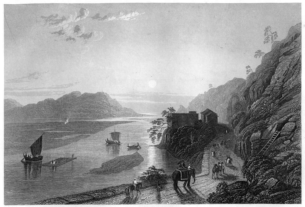 O Ganges que entra nas planícies perto de Hurdwar, Índia, c1860 de Unbekannt
