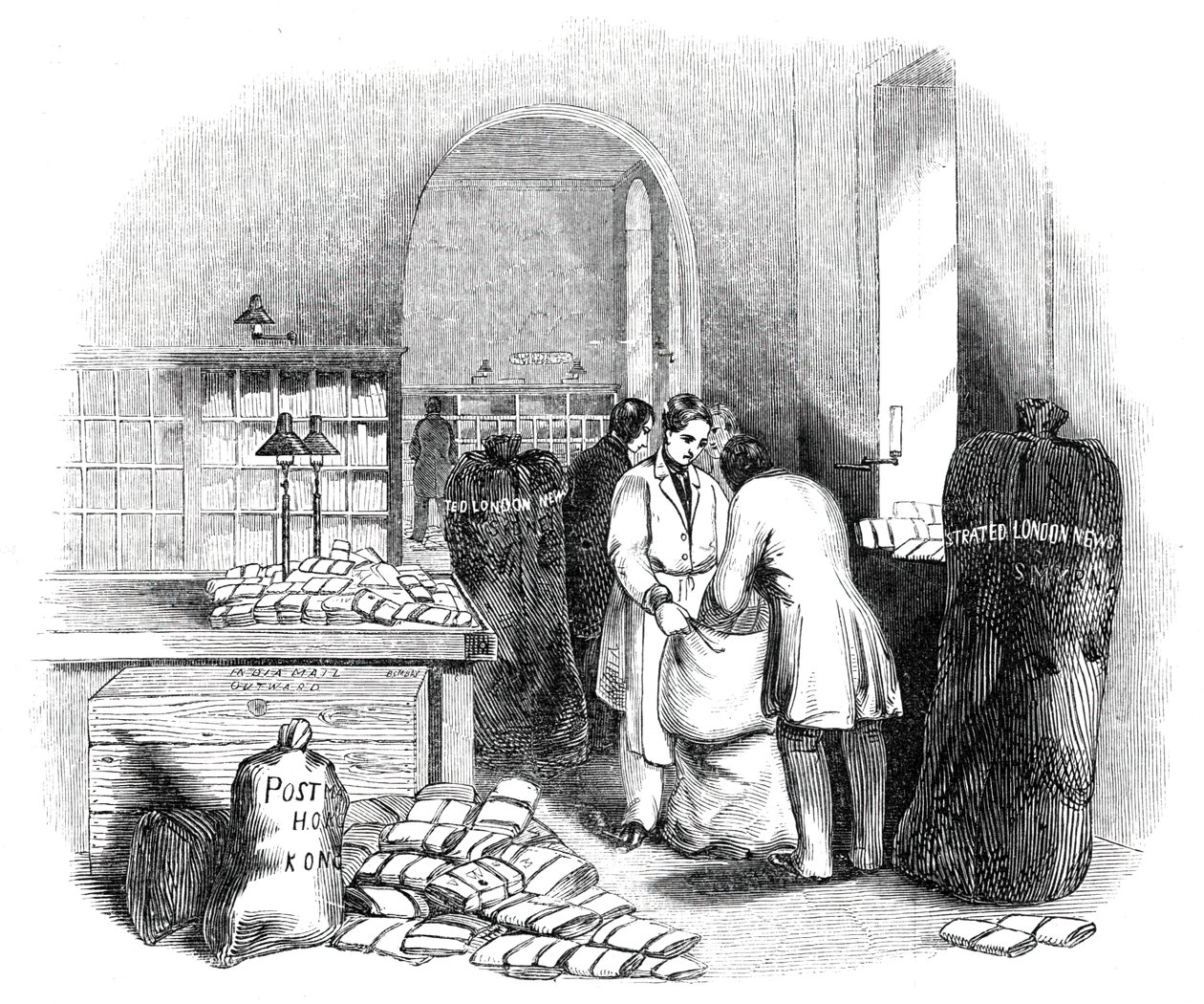 The General Post-Office, Packing the Indian Mail, 1844. de Unbekannt