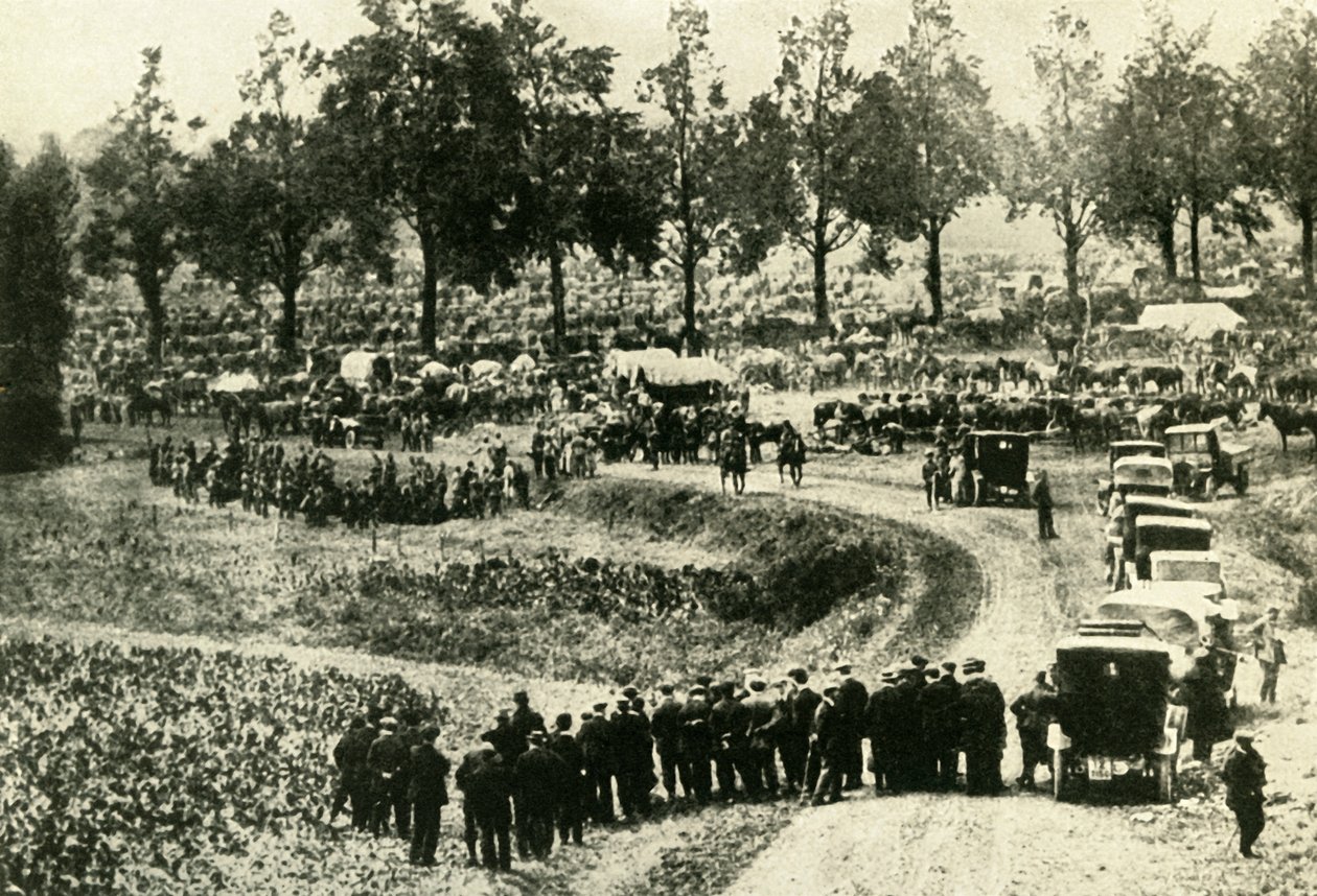 Os alemães prendem civis em Visé, na Bélgica, agosto de 1914, c1920. de Unbekannt