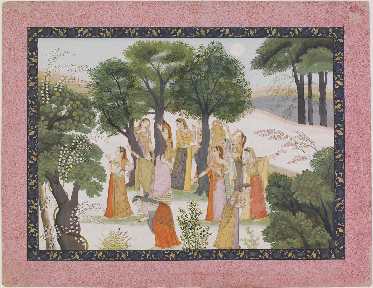 As Gopis Procuram Krishna de um Bhagavata Purana, ca. 1780. de Unbekannt