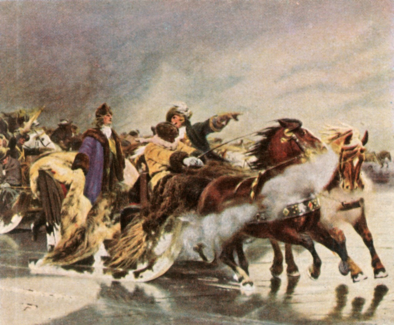 O Grande Eleitor que atravessa a Lagoa da Curônia, em janeiro de 1679, 1936. de Unbekannt