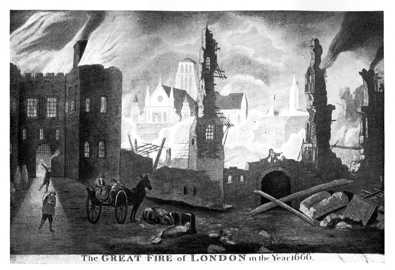 O Grande Incêndio de Londres no ano de 1666, século XIX de Unbekannt