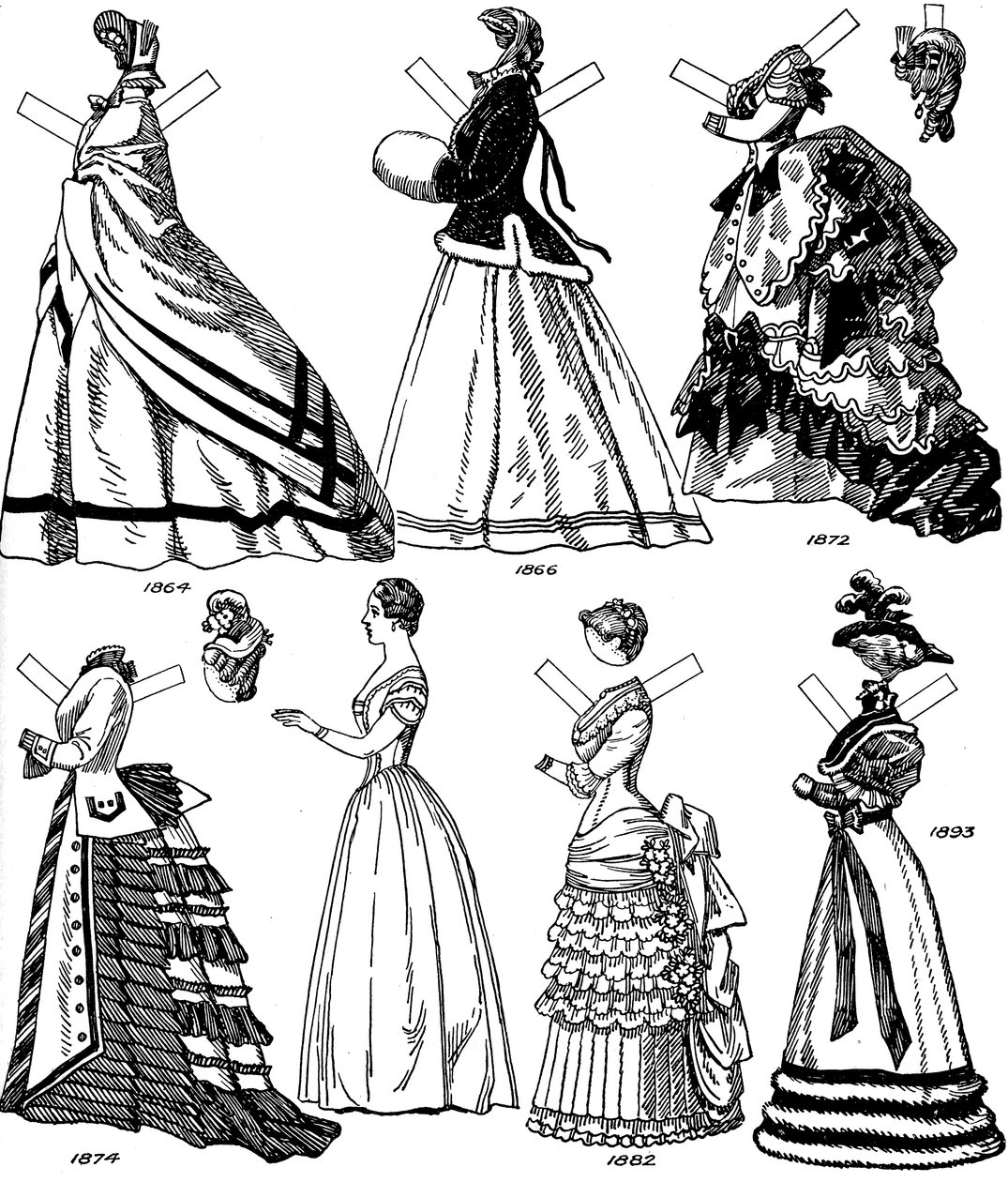 A Grande Galeria de Trajes Britânicos: algumas modas femininas de 1843 a 1893, c1934 de Unbekannt