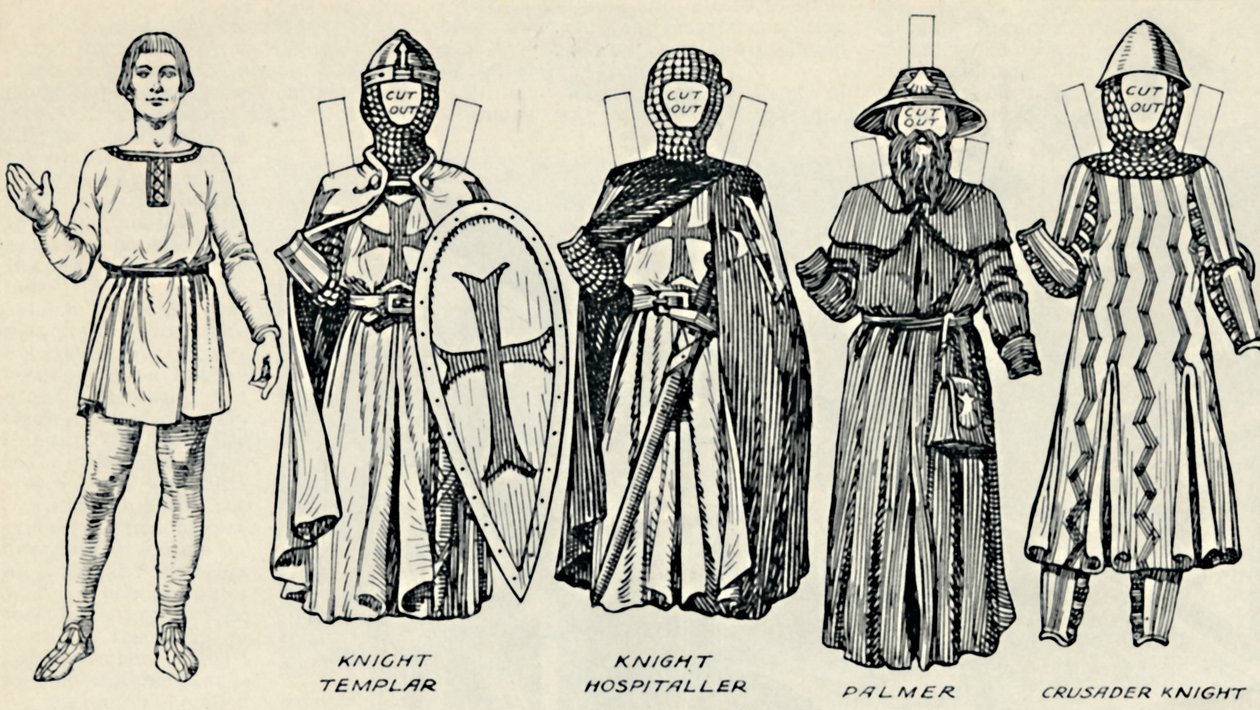 A Grande Galeria de Trajes Britânicos: Vestidos Variados Usados em Norman Times, c1934 de Unbekannt