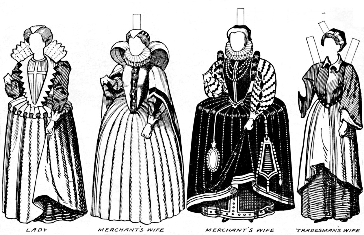 A Grande Galeria de Trajes: Vestidos Variados Usados nos Dias de Elizabeth, c1934 de Unbekannt