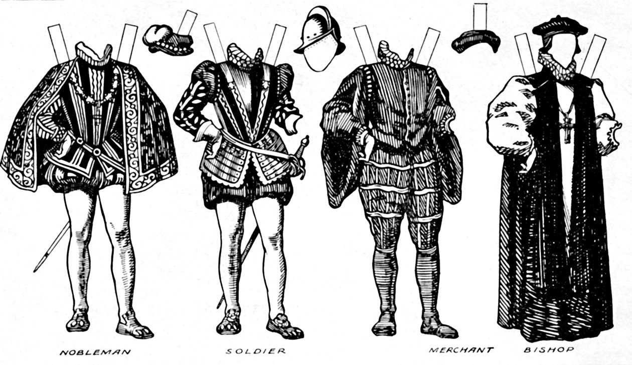 A Grande Galeria de Trajes: Vestidos Variados Usados nos Dias de Elizabeth, c1934 de Unbekannt