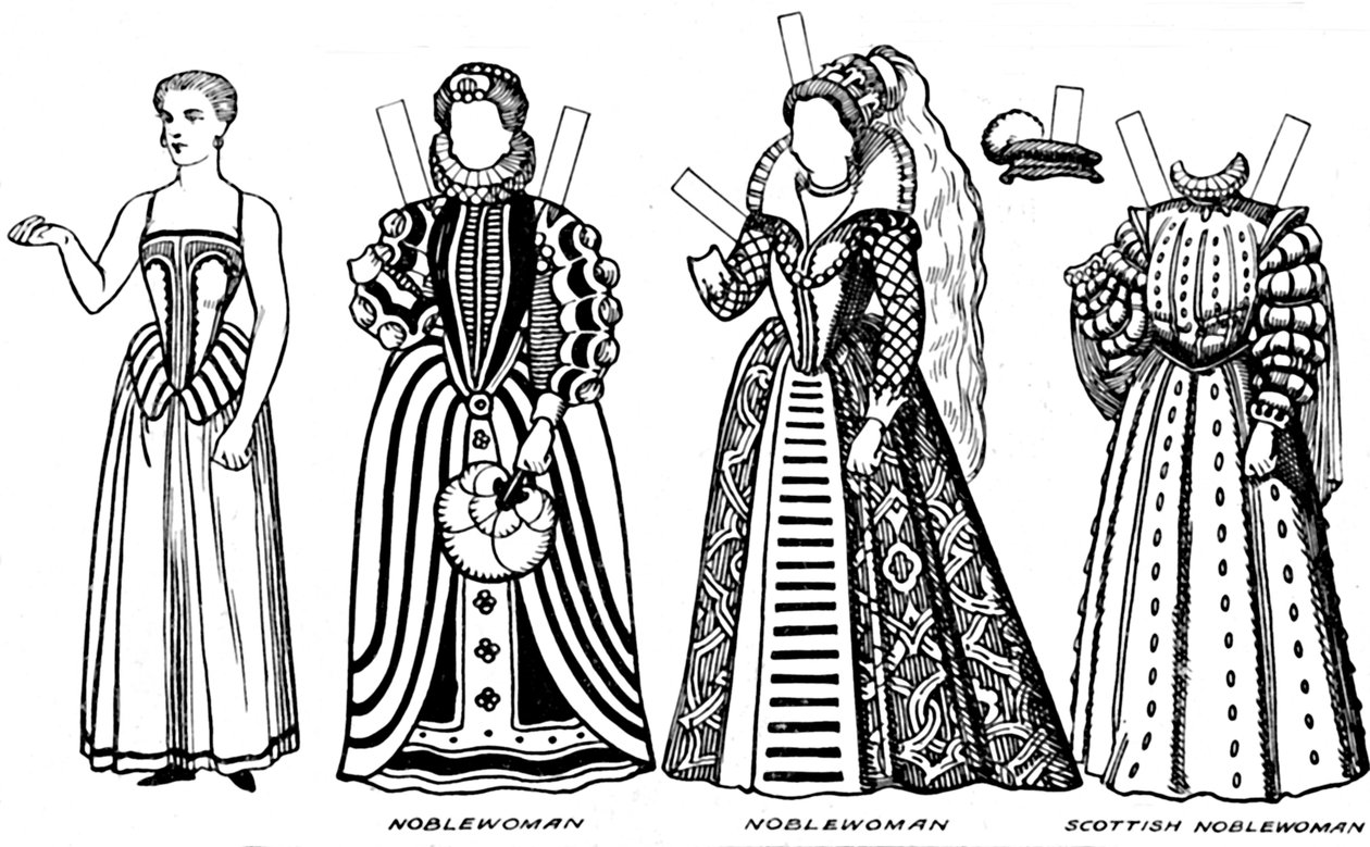 A Grande Galeria de Trajes: Vestidos Variados Usados nos Dias de Elizabeth, c1934 de Unbekannt
