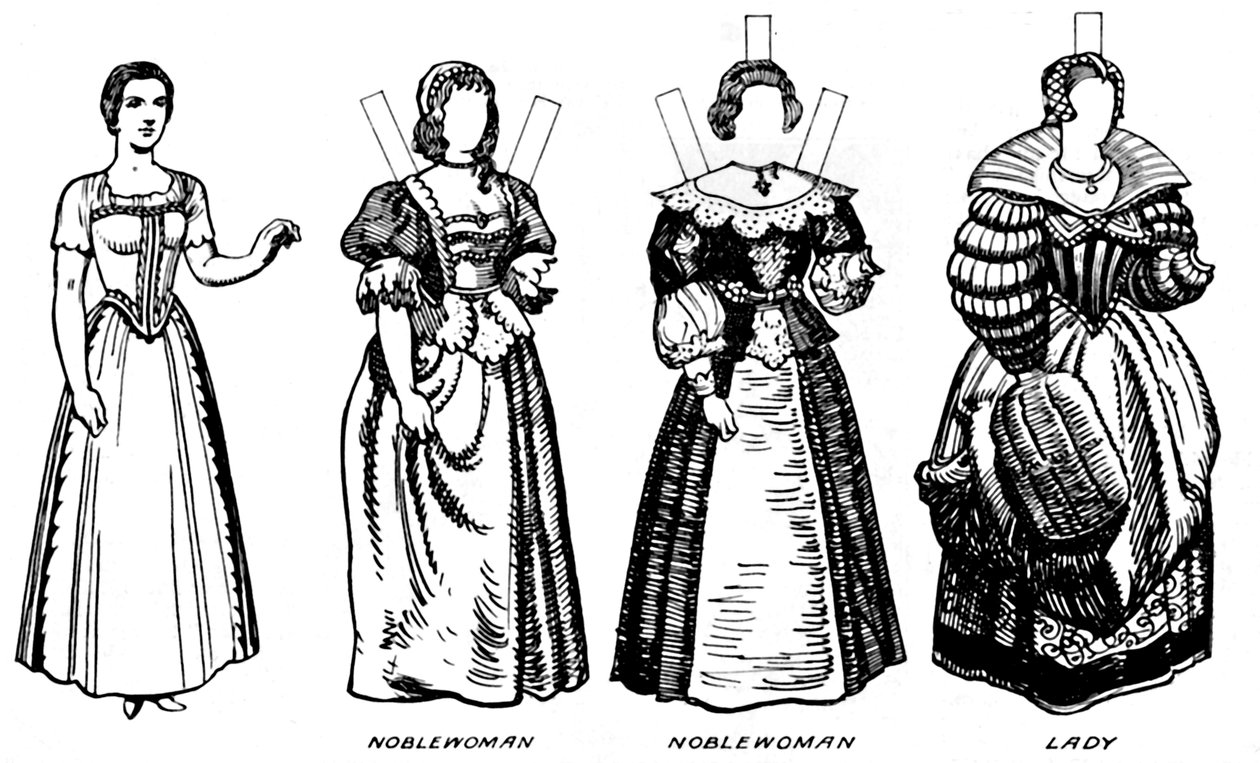 A Grande Galeria de Trajes Históricos: Vestidos Usados em James, o Primeiro Reinado, c1934 de Unbekannt