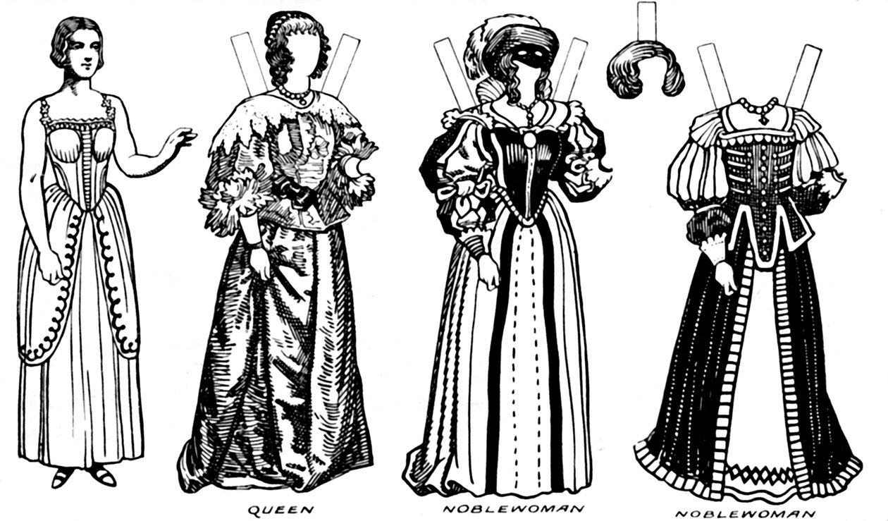 A Grande Galeria de Trajes Históricos: alguns vestidos de Charles The First Time, c1934 de Unbekannt