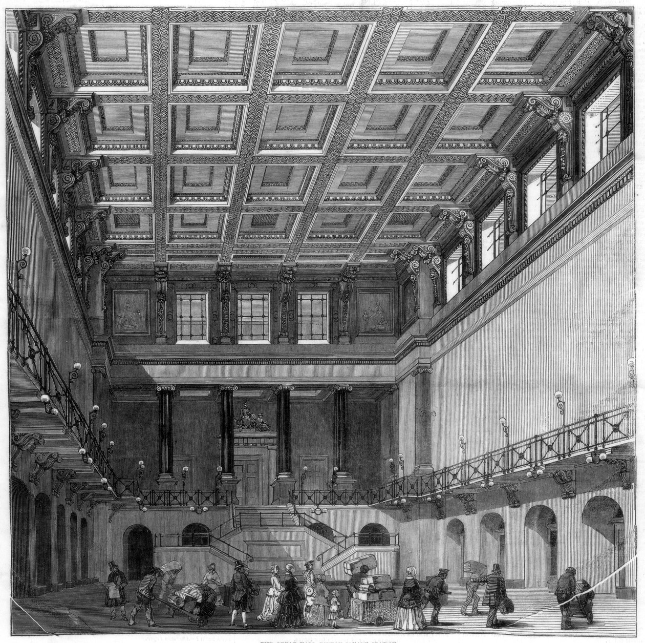 O Grande Salão, sacada da Praça Euston, 1849 de Unbekannt