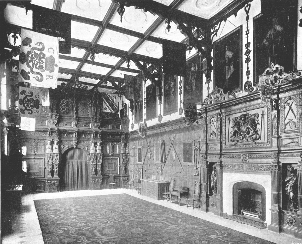 O grande salão na extremidade de Audley, Saffron Walden, Essex, 1894. de Unbekannt