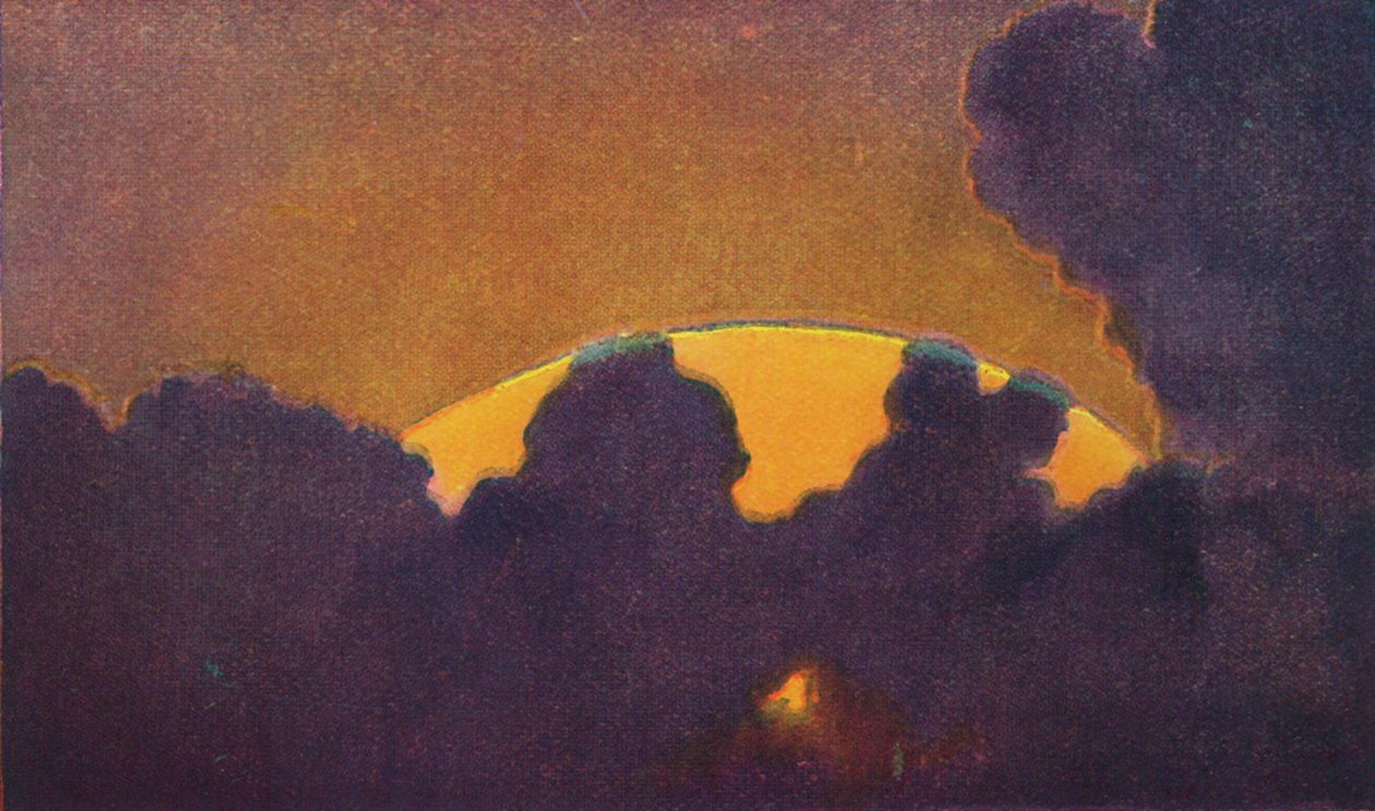 O flash verde ao pôr do sol, a mais rara cor prismática refratada pela atmosfera, c1935 de Unbekannt