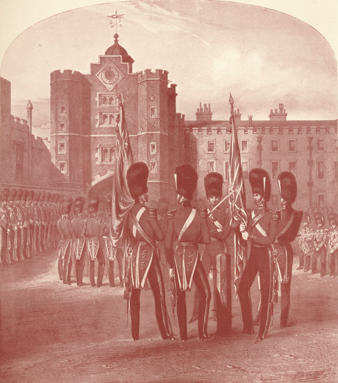 Os guardas de granadeiros no Palácio de St. Jamess, 1909 de Unbekannt