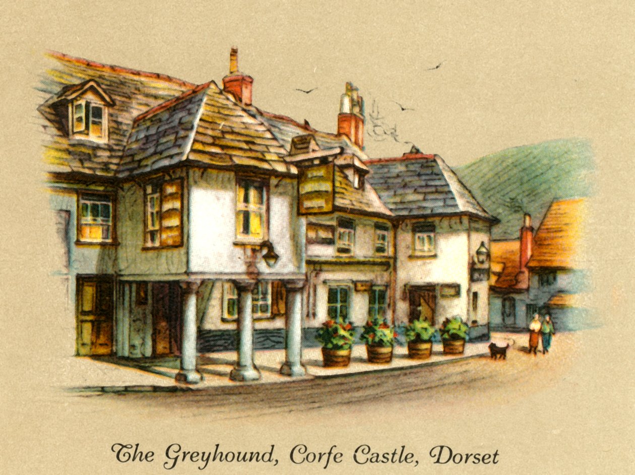 O galgo, castelo de Corfe, Dorset, 1936. de Unbekannt