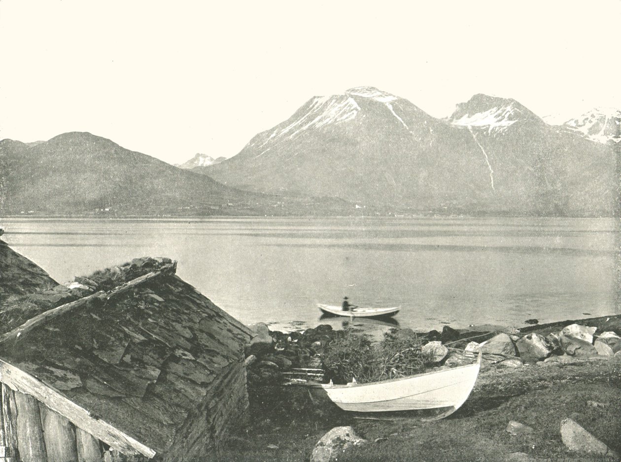 O Hardangerfjord em Rosendal, Noruega, 1895. de Unbekannt