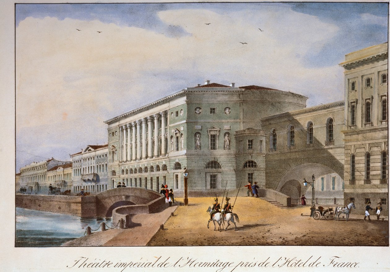 O Hermitage Theatre em São Petersburgo, década de 1840. de Unbekannt
