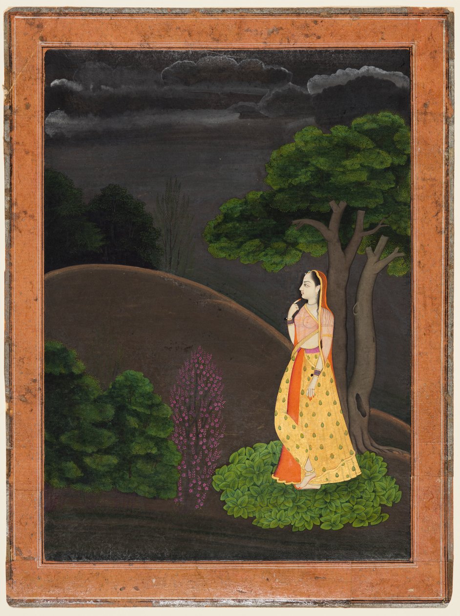 A heroína que espera ansiosamente por seu amante ausente Utka Nayaka, c. 1750-55. de Unbekannt