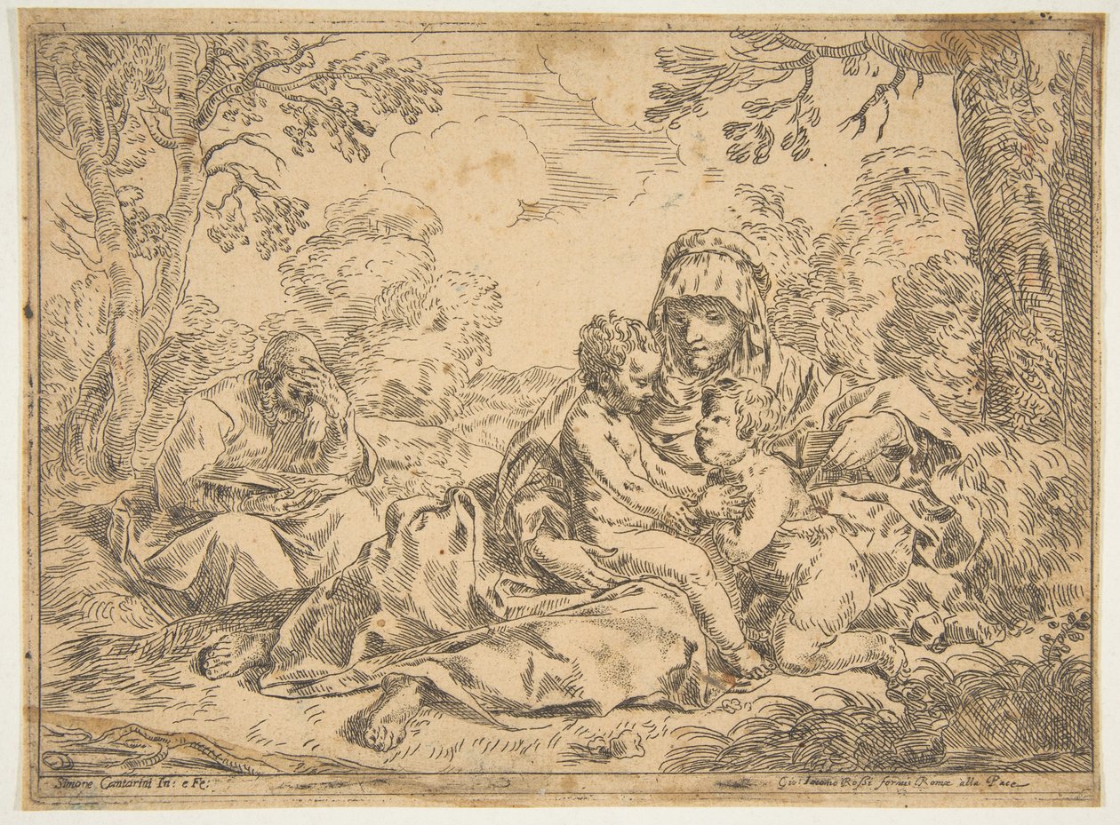 A Sagrada Família com São João Batista, cópia após Cantarini, ca. 1639-1648 ou depois. de Unbekannt