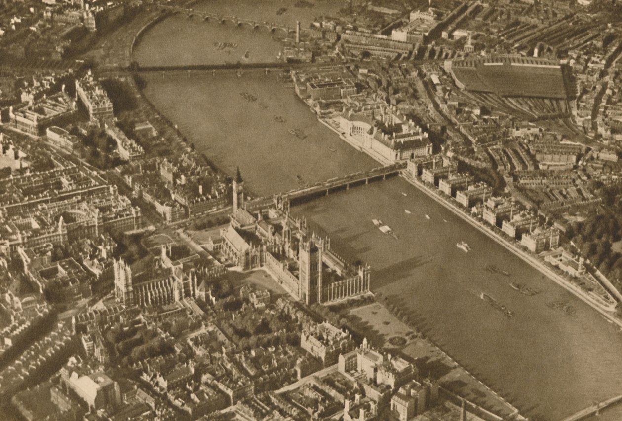A ilha sagrada de Thorney, com sua antiga abadia como aparece hoje, c1935. de Unbekannt